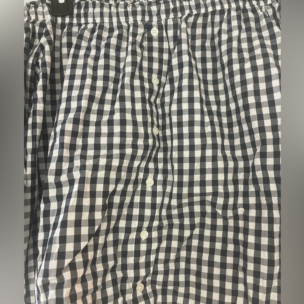 Abercrombie & Fitch Smocked Off the Shoulder Checkered Blouse - Picture 3 of 5